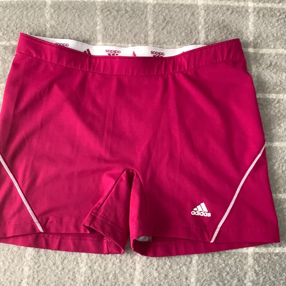 Raspberry colored Adidas women shorts